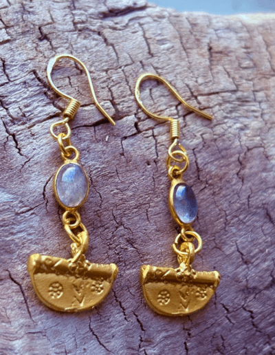 Moon stone drops gold dipped