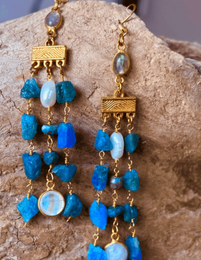 Apatite Dreamer Dangles with Perla and Labradorite