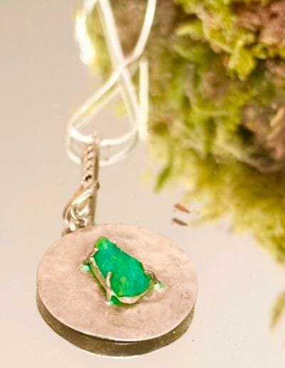 Colombian Raw Emerald Cut Sterling Silver Pendant Necklace