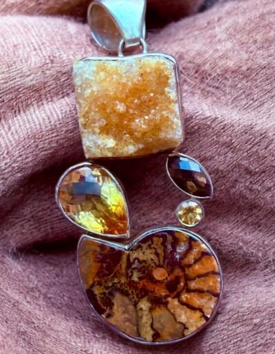 Embers of the Heart Pendant  (Abalone & Citrine)