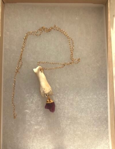 Nirvana Deer Bone & Ruby in Gold Plated Chain