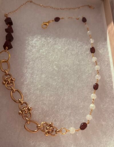 Lilith Stella Mia Moonstone & Garnet Necklace